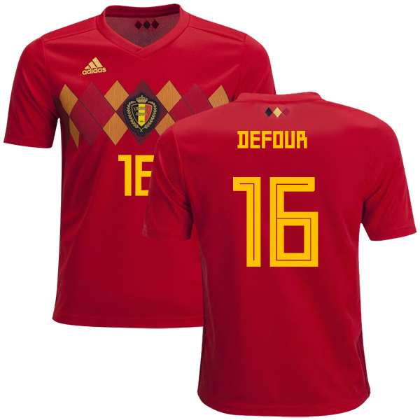 Belgium #16 Defour Home Kid Soccer Country Jersey - Click Image to Close
